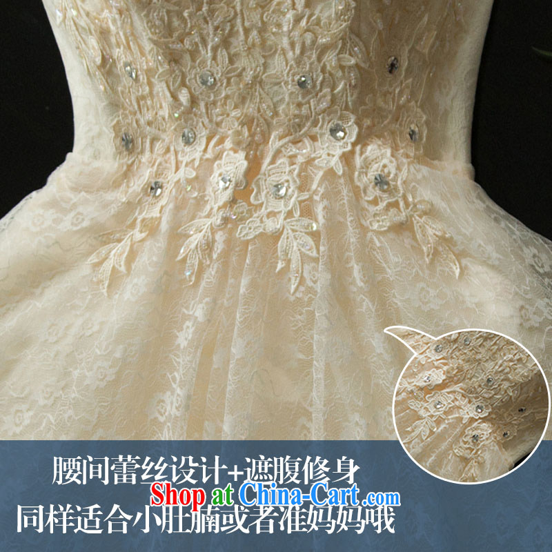 Love, according to China's 2015 summer new, small dress double-shoulder lace bridal toast serving short marriage beauty dress champagne color performance service bridesmaid dress sister with champagne color. 7 Day Shipping does not return does not switch