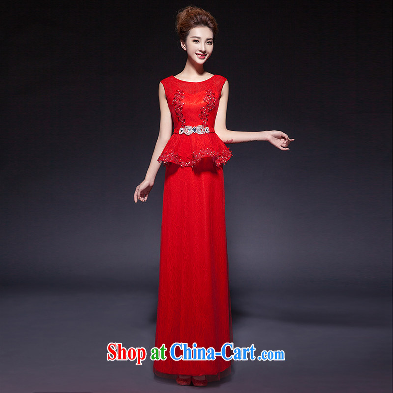 Love, according to China's 2015 new wedding dresses bows Service Bridal Fashion wedding red long dual-shoulder Evening Dress long wedding service performed under service banquet night meat pink. 7 Day Shipping does not return is not, love, China, and, sho