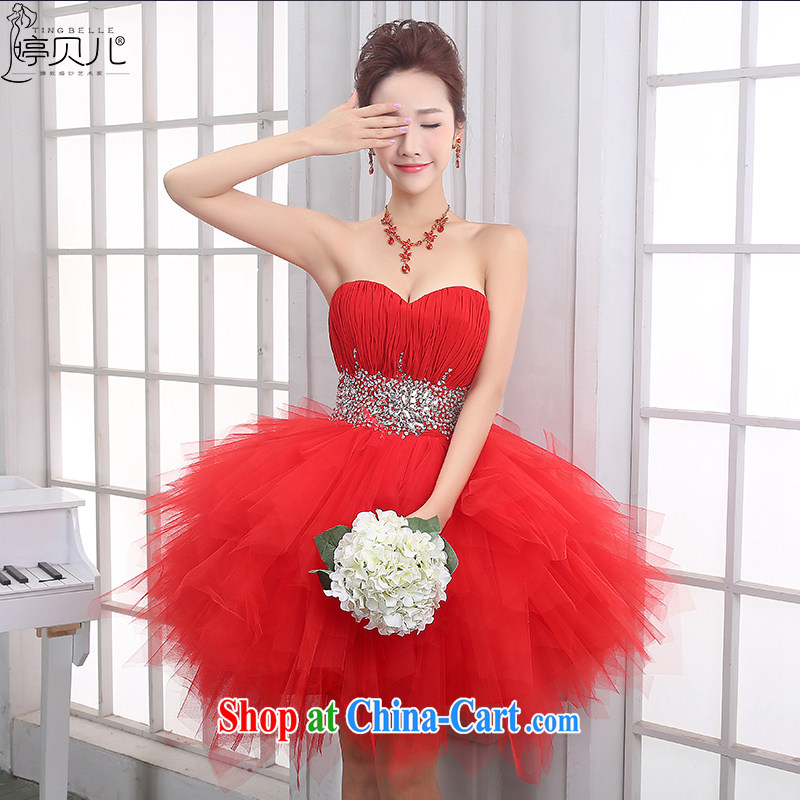 Ting Beverly bridal toast serving summer wedding dress 2015 New Evening Dress short red bridesmaid wiped his chest back door spring loaded red XL