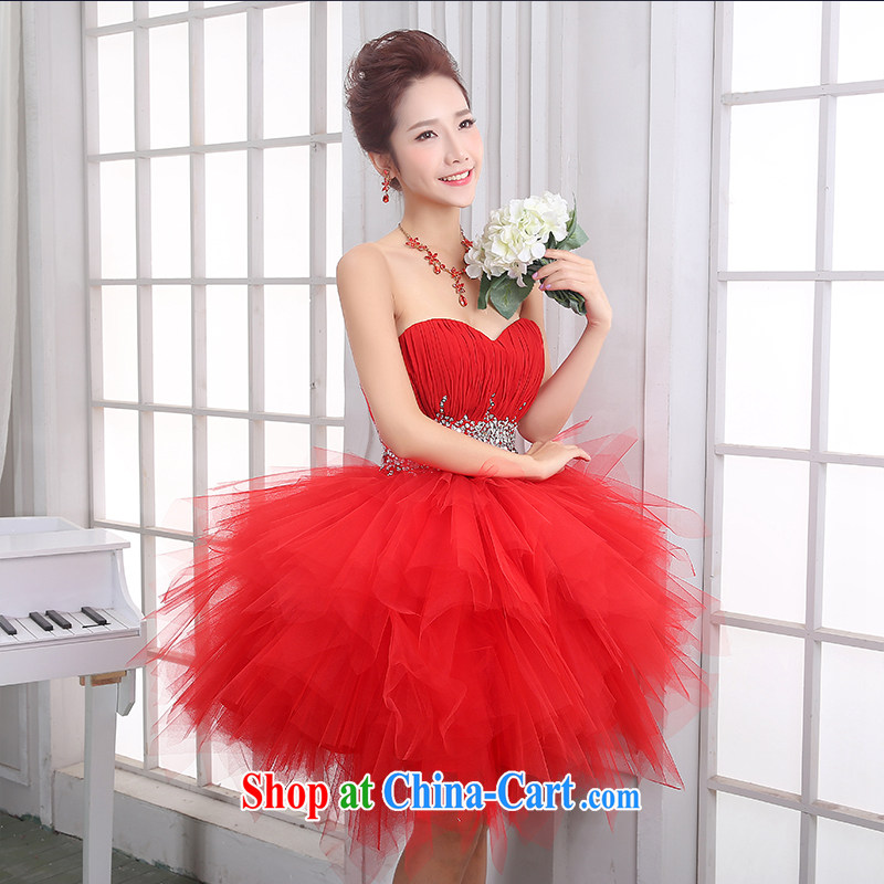 Ting Beverly bridal toast serving summer wedding dress 2015 New Evening Dress short red bridesmaid wiped his chest back door spring loaded red XL Ting, Beverly (tingbeier), online shopping