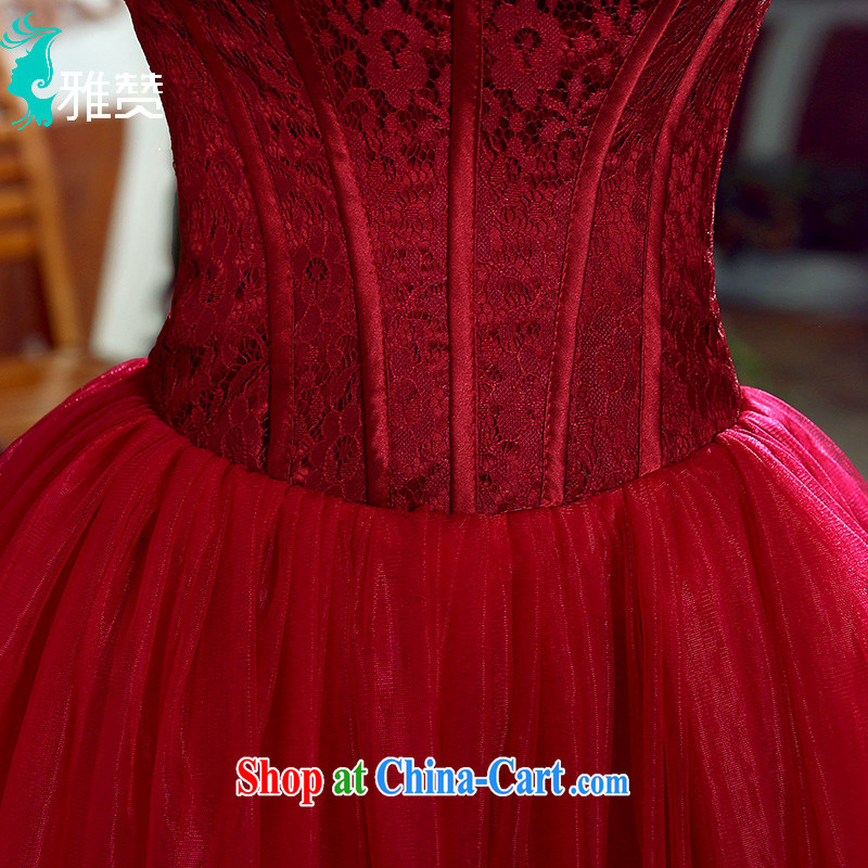 And Jacob his betrothal small dress wiped chest short wedding dress 2015 new spring and summer bridal toast serving moderator female performance service shaggy dress wine red XXL, Zambia (YAZAN), online shopping