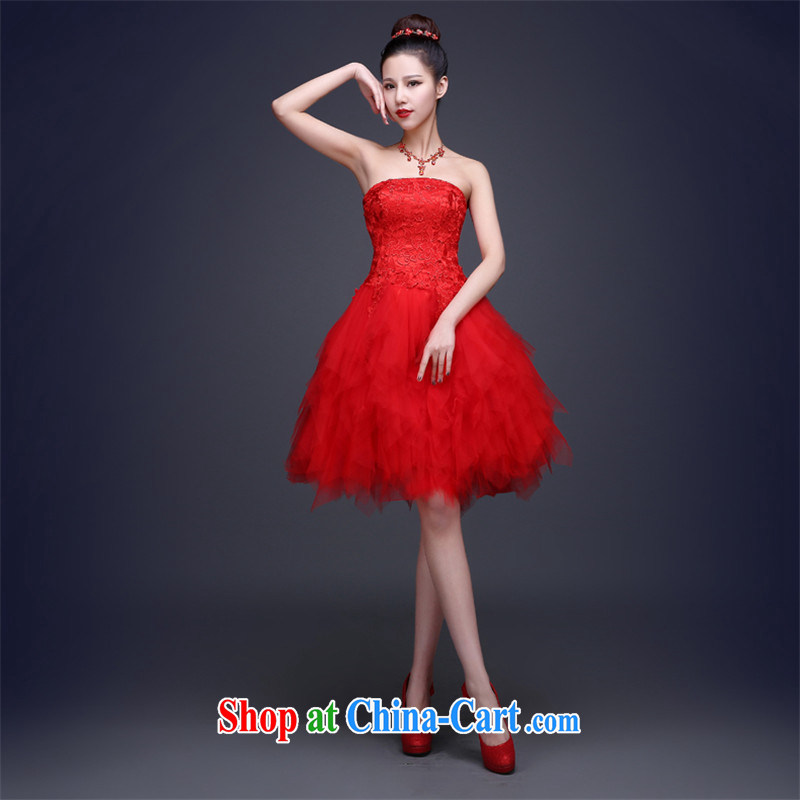 Love, according to China's 2015 new lace wedding chest bare minimum dress short dress skirt show bridal toast service banquet dress show dress the betrothal Deputy red S, love China, and, on-line shopping
