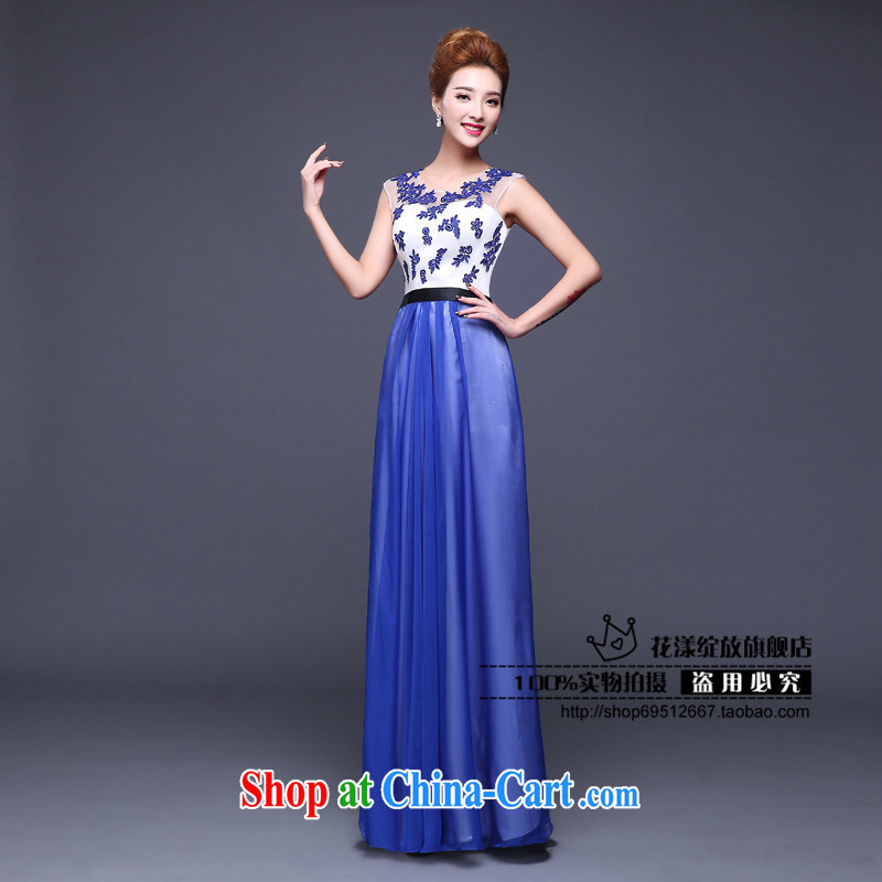 Love, in accordance with China's wedding dress 2015 New Long marriages served toast blue lace the Code field shoulder bridesmaid dress, summer bride toast serving royal blue made 7 Day Shipping does not return is not, love, China, and, on-line shopping