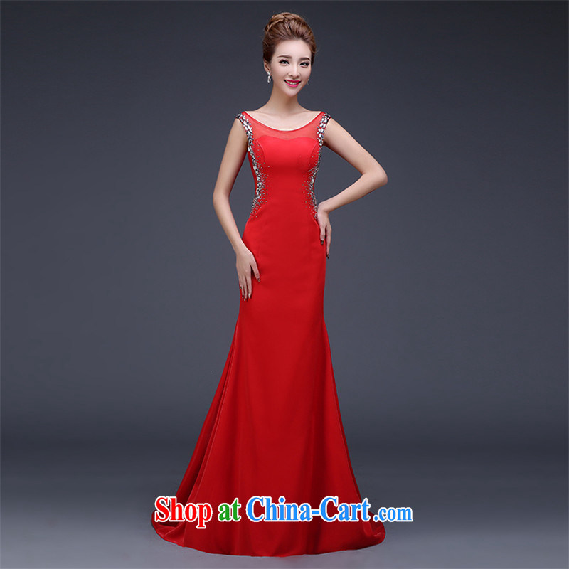 Love, in accordance with China's wedding dresses bridal toast serving New 2015 banquet dress long, shoulders, and back exposed small-tail inserts drill red high stretch video thin red made 7 Day Shipping does not return does not switch