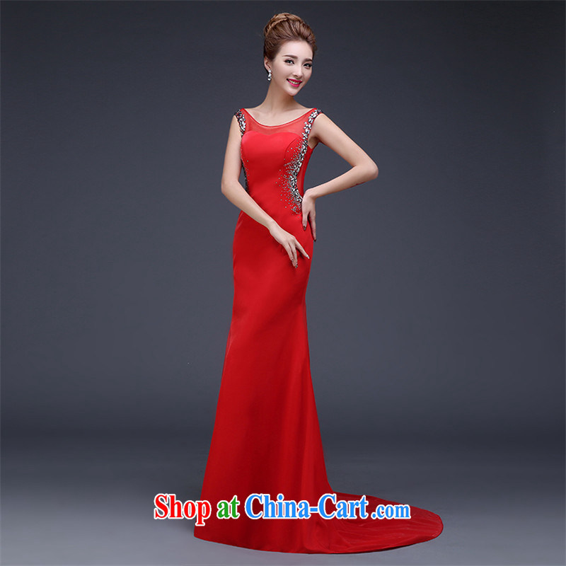 Love, in accordance with Chinese wedding dresses bridal toast serving New 2015 banquet dress long, shoulders, and back exposed small-tail wood drill red high stretch video thin red made 7 Day Shipping does not return is not, love, China, and, on-line shop