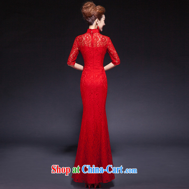 Love, according to China's 2015 New Red Spring bridal wedding dress long, short-sleeved short cheongsam dress uniform toast at Merlion dress Chinese Antique red toast serving short-sleeved red, do a 7 Day Shipping does not and will not change, love, in ac