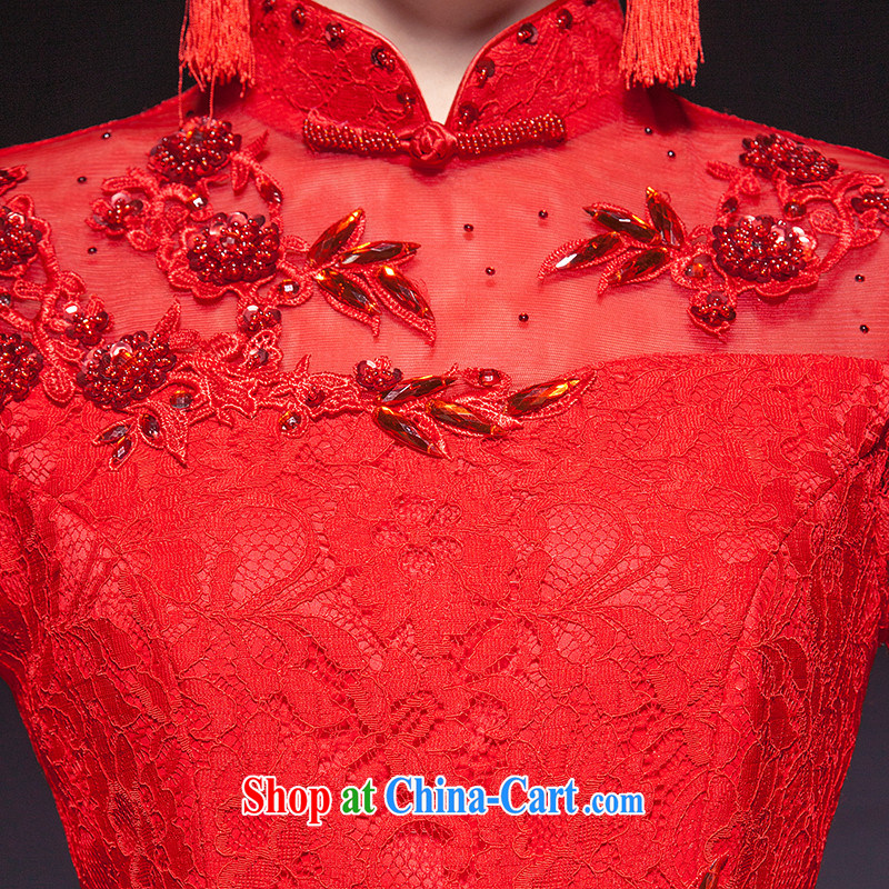 Love, according to China's 2015 New Red Spring bridal wedding dress long, short-sleeved short cheongsam dress uniform toast at Merlion dress Chinese Antique red toast serving short-sleeved red, do a 7 Day Shipping does not and will not change, love, in ac