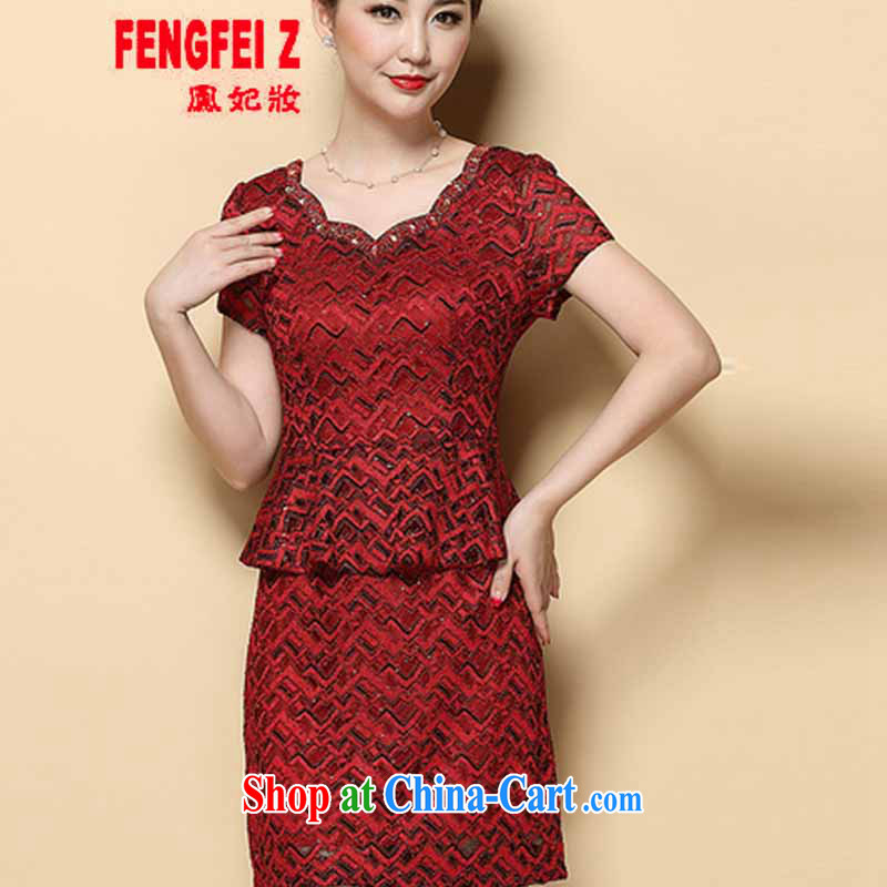 Feng Fei, Colombia I suggest 2015 new summer beauty mother short-sleeved dresses temperament leave two-piece wedding dress #6385 red XL, Fung Princess ornaments (FENGFEIZ), online shopping