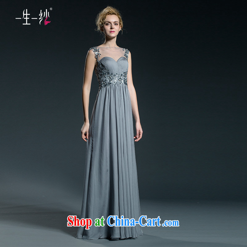 A yarn banquet dress long, large, double-shoulder summer 2015 new high-waist bows service 402401333 gray XXL code 30 days pre-sale