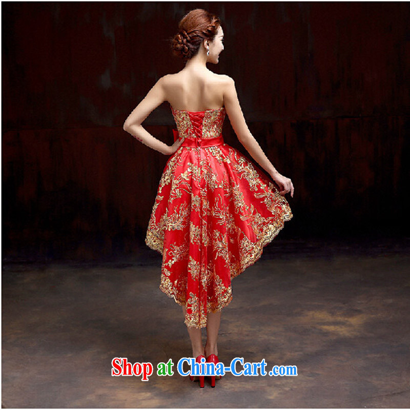 New bridal dresses wedding dresses RED CROSS THE short long dress beauty legs lace dress for the dress Red. Do not return does not change, so Balaam, shopping on the Internet