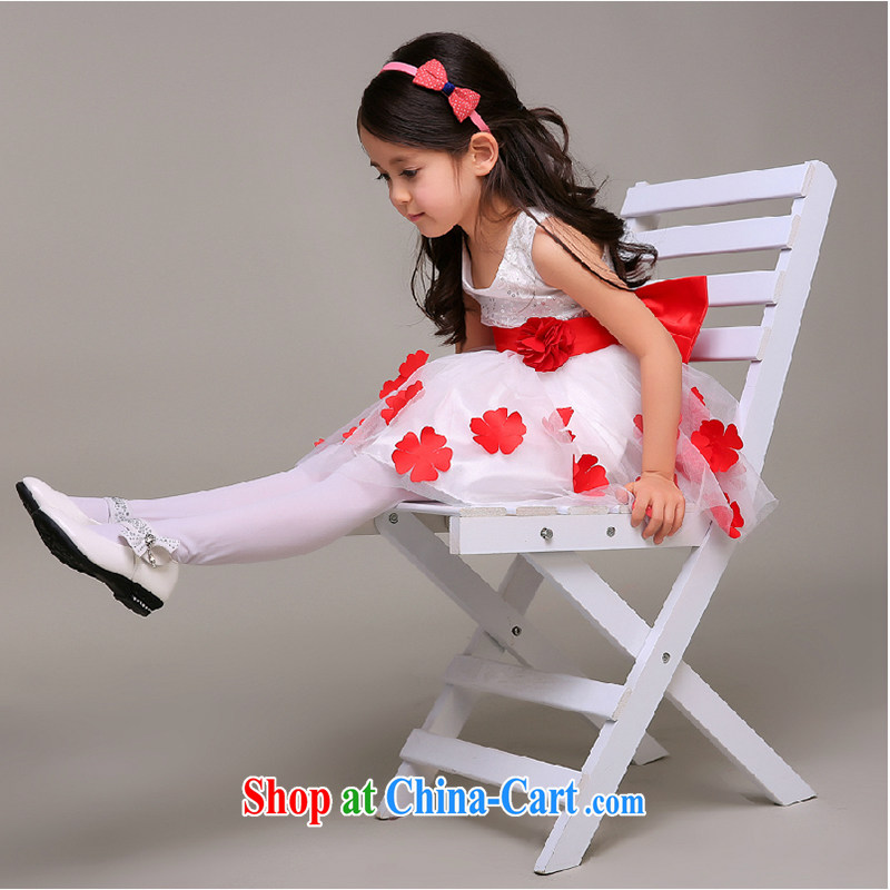White first to about 2015 children's dress Princess dress girls' performances evening dress spring and summer flower wedding canopy skirts dance uniforms white flowers 140 CM, white first about, shopping on the Internet