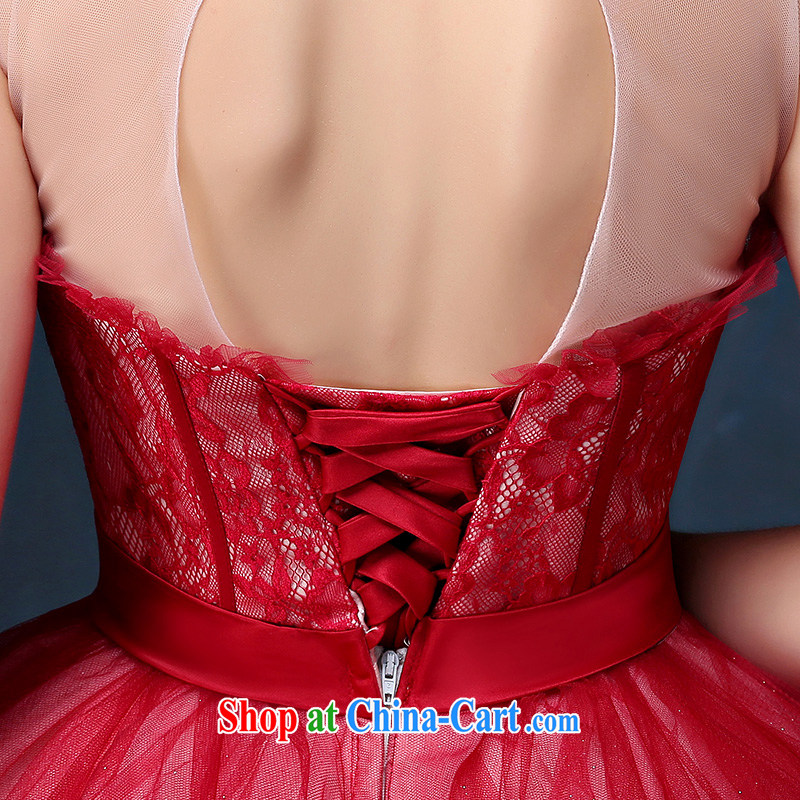Summer 2015 new Korean shoulders graphics thin bridal red bows service short strap banquet dress dark red XL (waist 2.3), Mrs Alexa Lam, and, shopping on the Internet