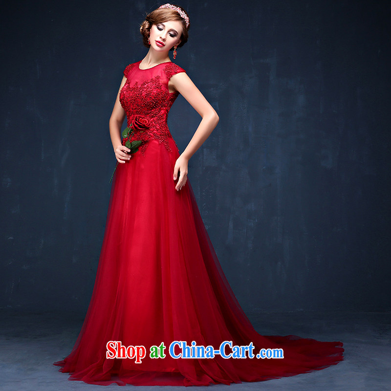 Bridal toast clothing summer 2015 new Korean shoulders wine red video thin banquet long marriage dress dark red XL (waist 2.3), Mrs Alexa Lam, and, on-line shopping