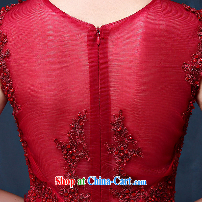 Bridal toast clothing summer 2015 new Korean shoulders wine red video thin banquet long marriage dress dark red XL (waist 2.3), Mrs Alexa Lam, and, on-line shopping