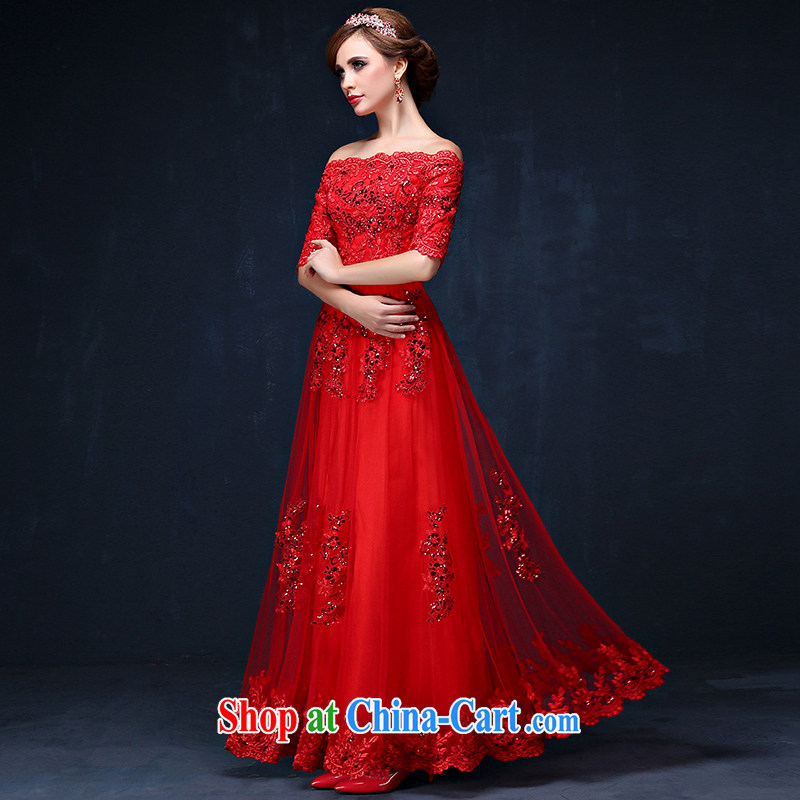 Bridal Evening Dress 2015 spring and summer new lace a red shoulder cuff in graphics thin bridal long serving toast red XL (waist 2.3), Mrs Alexa Lam, and, on-line shopping