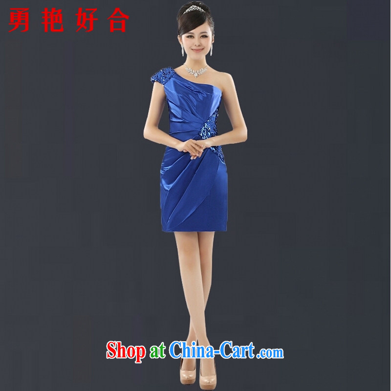 Yong-yan and 2015 new summer bridesmaid dress short, bride's toast marriage service single shoulder beauty banquet dress female Red M, Yong-yan good offices, shopping on the Internet