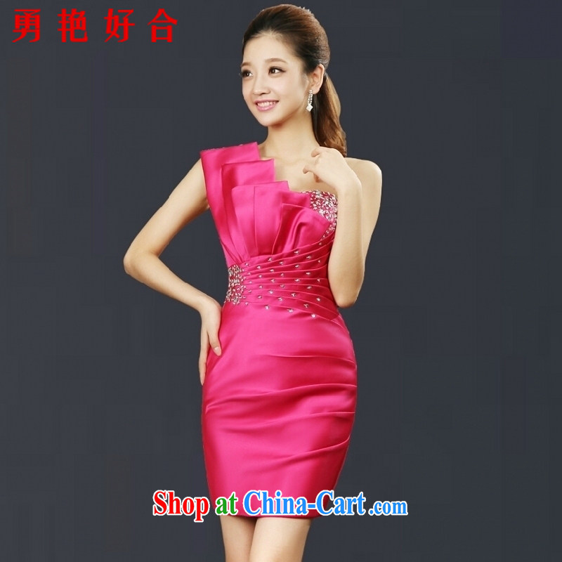 Yong-yan and bride's toast service summer 2015 New Evening Dress banquet red short, cultivating dress single shoulder bridesmaid serving short skirt Red. size color is not final, and Yong-yan good offices, shopping on the Internet