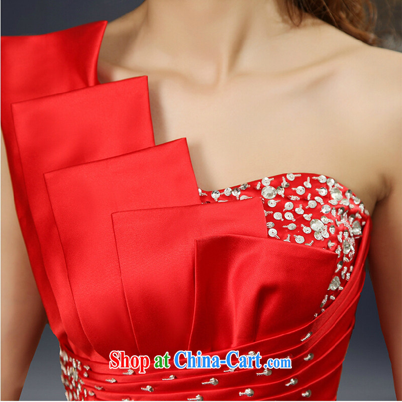 Yong-yan and bride's toast service summer 2015 New Evening Dress banquet red short, cultivating dress single shoulder bridesmaid serving short skirt Red. size color is not final, and Yong-yan good offices, shopping on the Internet