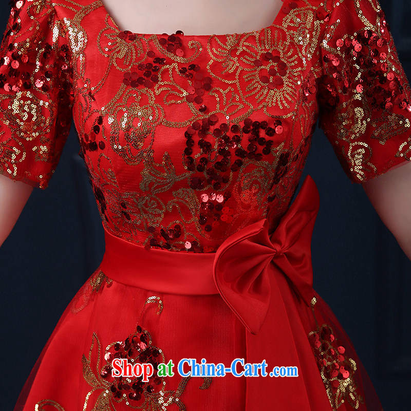 7 color 7 tone national 2015 new bride short before long after marriage yarn lace red toast serving small dresses cheongsam dress girl L 005 a field, shoulder S, 7 color 7 tone, shopping on the Internet