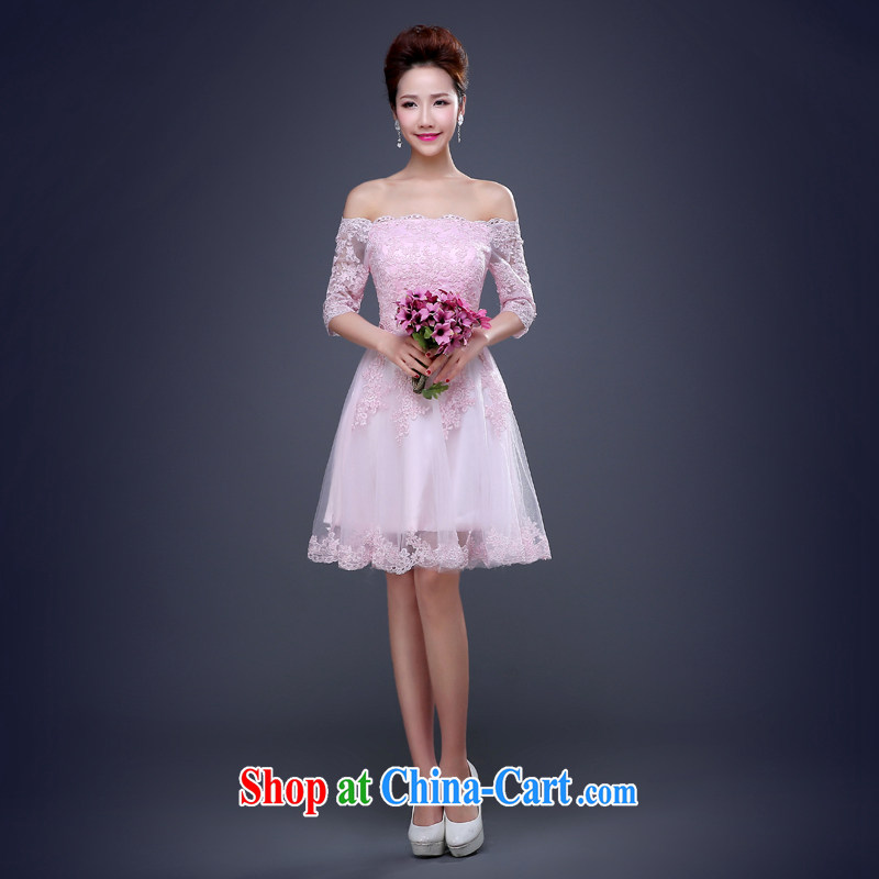 Jie MIA 2015 bridal toast clothing Spring Summer dresses stylish evening dress short marriage, small red dress girls pink M