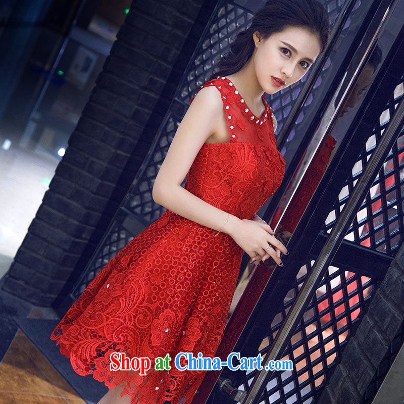 Love Life new 20,151 field shoulder summer Korean high red lace inserts drill round-collar sweet bridal dresses red XL, love life, and shopping on the Internet