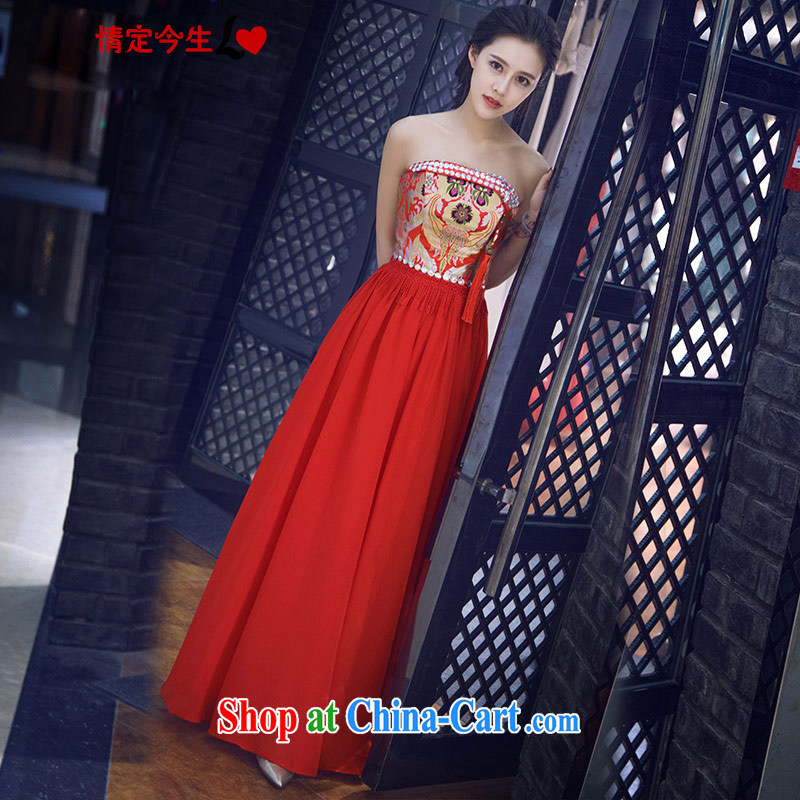 Love Life new 2015 Chinese antique chest off the shoulder embroidered long marriages red bows service flow, macrame Mary Magdalene, chest XXL