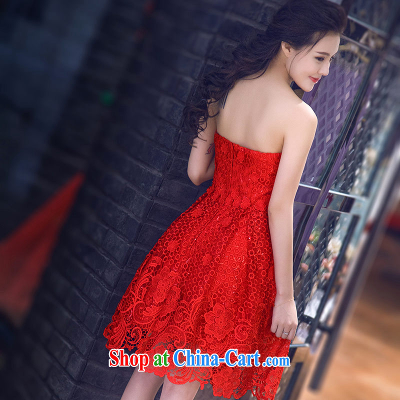 Love Life new 2015 Korean sweet Mary Magdalene chest lace zip short and knee red bridal toast service banquet small dress red XXL, love life, and shopping on the Internet