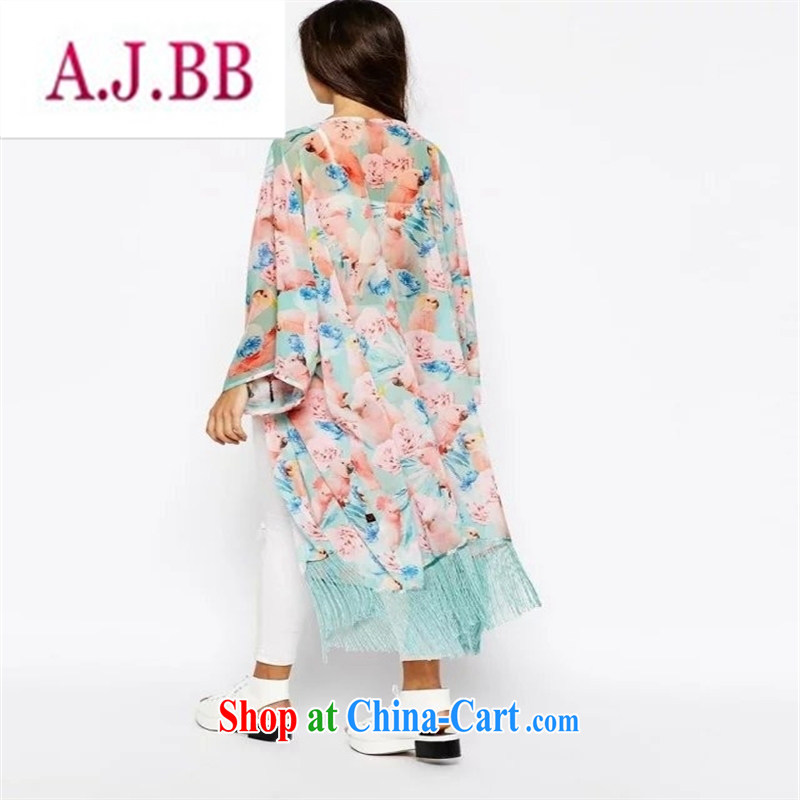 Close deals with clothing * European site 2015 summer parrot stamp long stream, snow-woven kimono, Grand Prix AP the color code, A . J . BB, shopping on the Internet