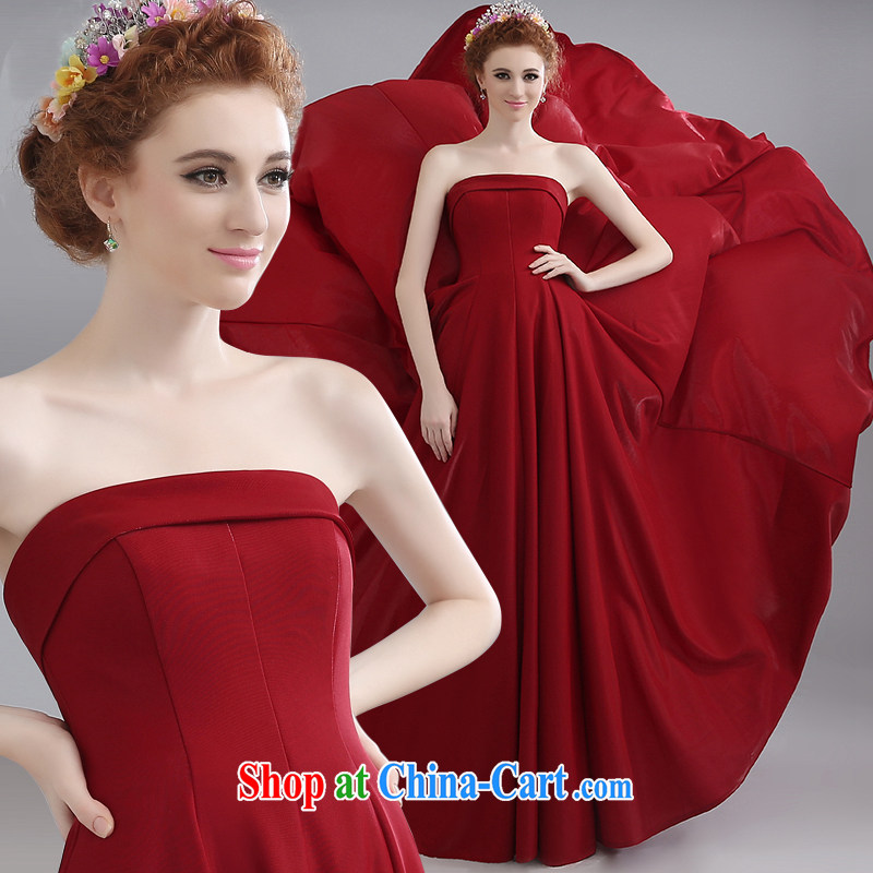 Bridal toast service 2015 toast wedding dress long bridesmaid erase chest red with bows dress summer female dark red to make the _30 does not return