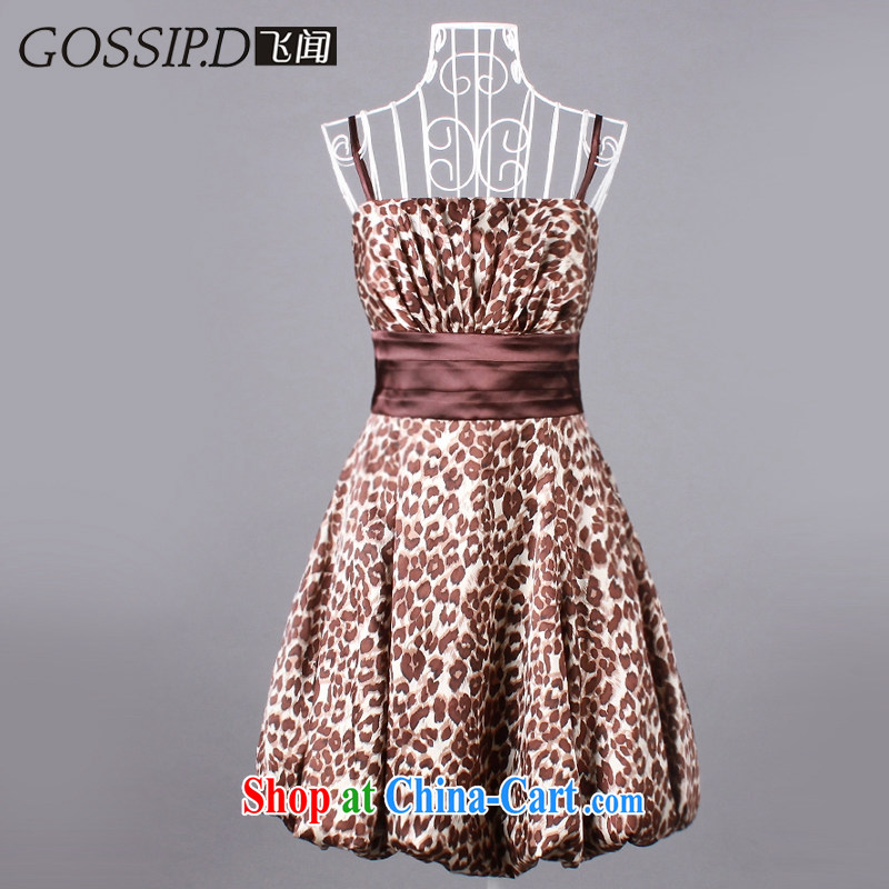 GOSSIP . D new cultivating sweet strap with small dress skirt Bar Night dress short dress shaggy dress 1029 yellow Brown_White L