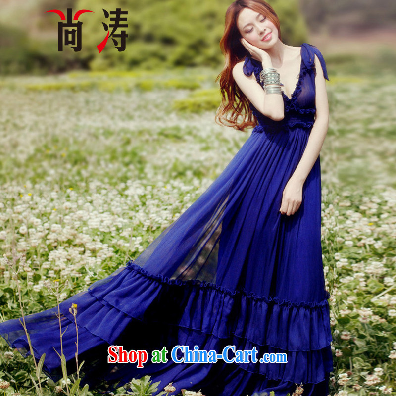 Hu Jintao was summer 2015 new Snow woven softness large low chest resort long skirt dress dress long dress D 0601 white L, Hu Jintao (SHANGTAO), shopping on the Internet