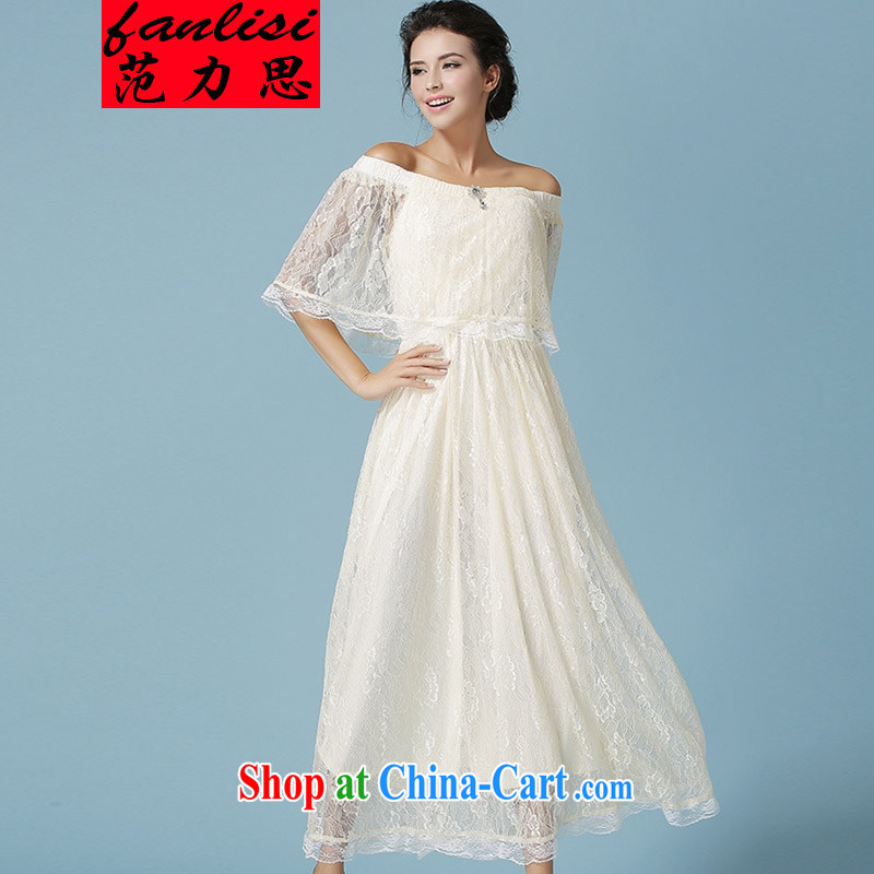 van, the 2015 European and American model show new Solid Color lace shawl cloak Queen van dress long skirt dresses apricot L, van, Cisco (FANLISI), online shopping