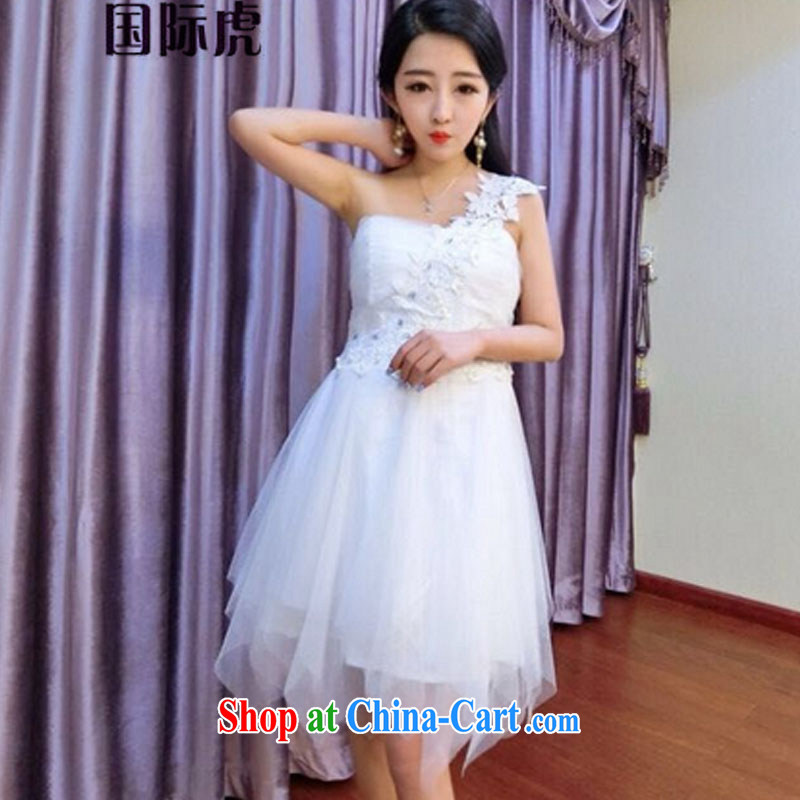 New Korean version of a sense-won the shoulder bare shoulders beauty dress dress dress white are code