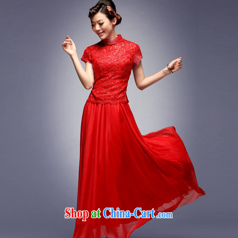David WILSON, 2015 new summer and autumn the bridal dresses skirts long, cultivating retro wedding dresses red toast serving red XXL