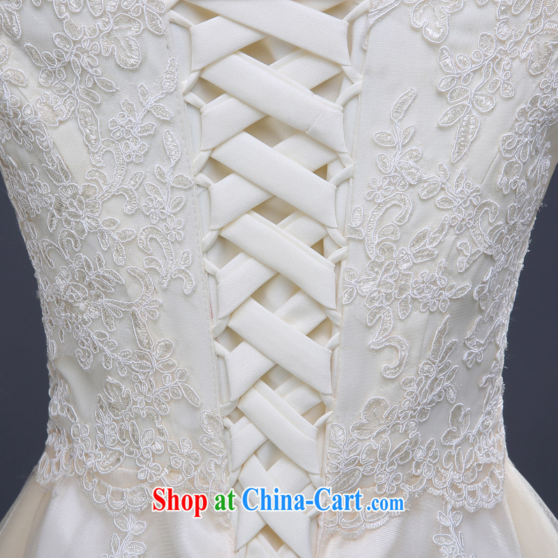 Jie MIA dress short 2015 new summer field shoulder lace wedding dress bridesmaid clothing moderator banquet evening dress girl champagne color XXL, Jake Mia, and shopping on the Internet