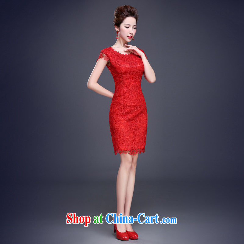 Cheng Kejie MIA toast serving dresses summer 2015 New Red marriages, short small dress Chinese wedding dress female Red XXL
