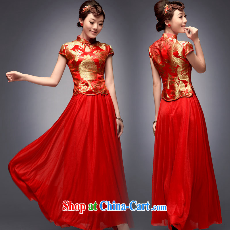 Sir David WILSON, 2015 new tray snap embroidery antique dress long red stylish improved Chinese wedding dresses skirt red XXL payment after about a week, no point in time, and shopping on the Internet