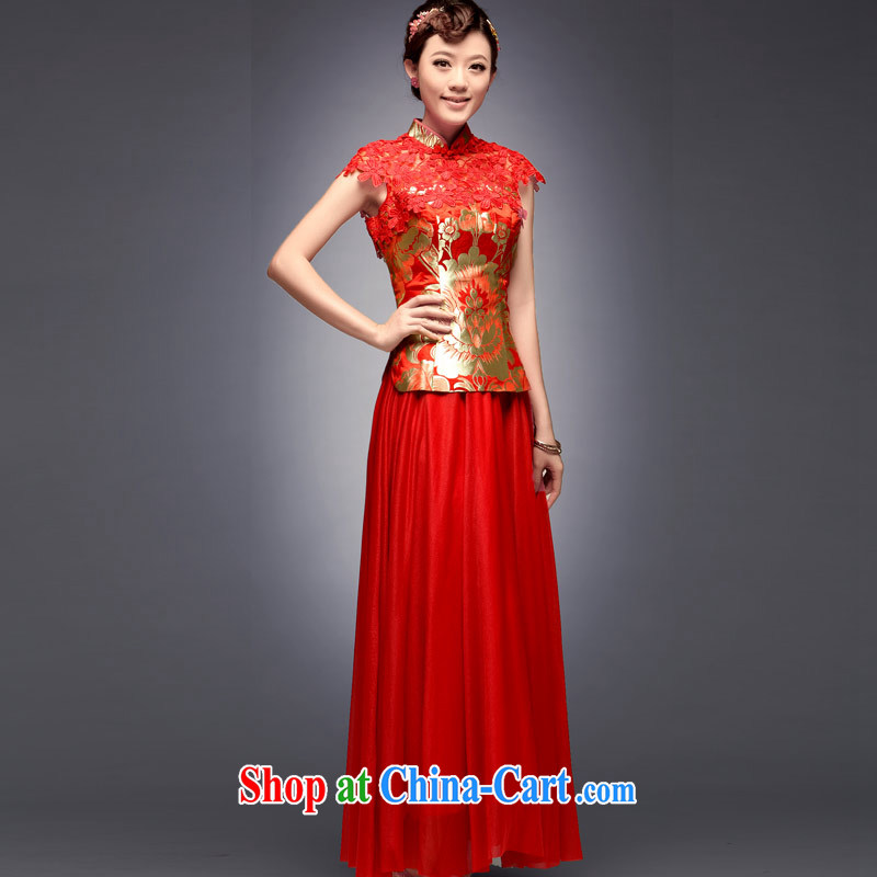 Sir David WILSON, 2015 new summer and fall with long-serving reel small Fengxian long red Chinese Antique wedding dress dress uniform toast red XXL payment after about a week, no point in time, and shopping on the Internet