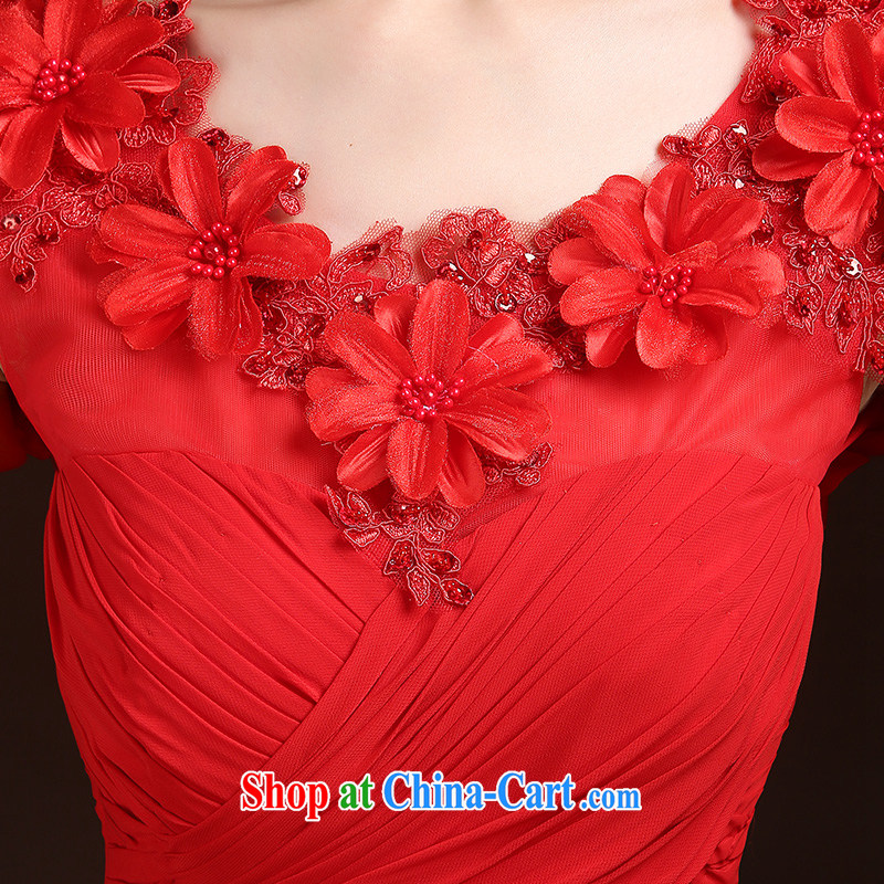 Wei Qi 2015 summer Korean red bridal wedding dresses wedding toast serving double-shoulder flowers long gown beauty dress the dress female Red custom plus $30, Qi wei (QI WAVE), online shopping
