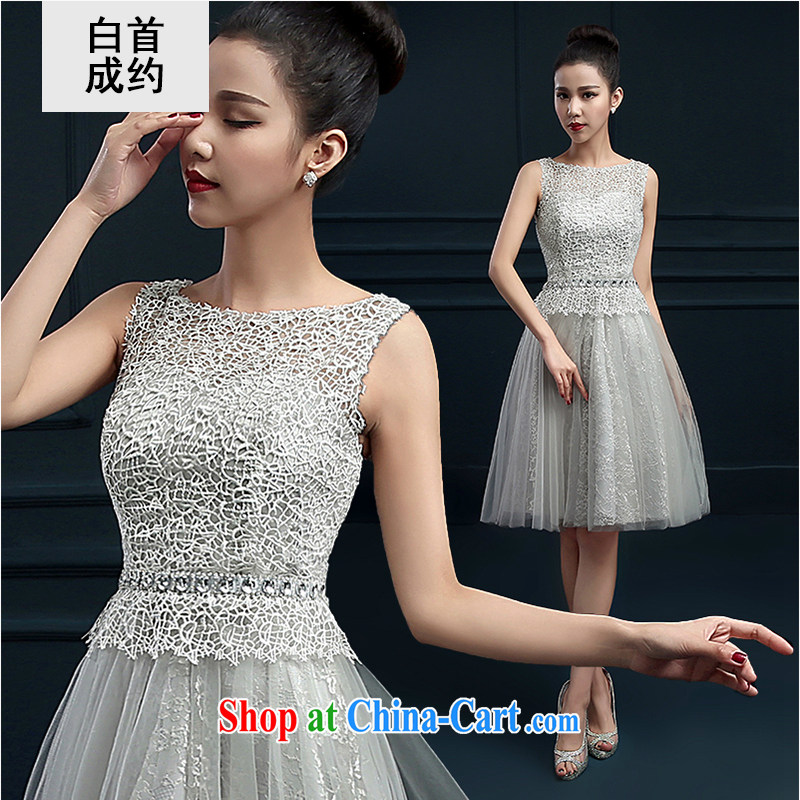 White first into some gray banquet dress 2015 new summer bridesmaid serving short, Shaggy dress moderator dress female small silver dress tailored to contact customer service, white first about, online shopping