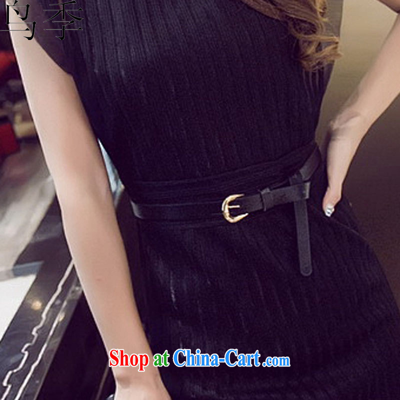 Bird season summer 2015 new stylish Web by cultivating the waist graphics thin package and dresses female L 1046 black XL, bird season, shopping on the Internet