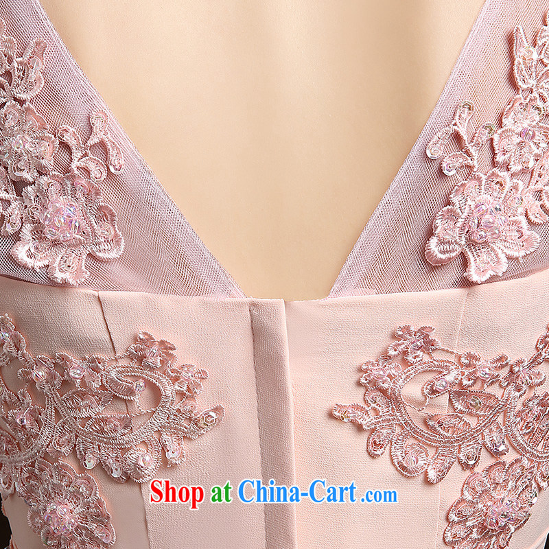 Wei Qi 2015 summer Korean marriages and stylish bows dress sister dress Evening Dress pink short dual-shoulder zipper small dress girls pink custom plus $30, Qi wei (QI WAVE), online shopping