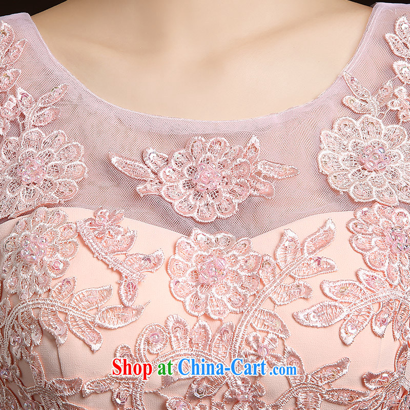 Wei Qi 2015 summer Korean marriages and stylish bows dress sister dress Evening Dress pink short dual-shoulder zipper small dress girls pink custom plus $30, Qi wei (QI WAVE), online shopping