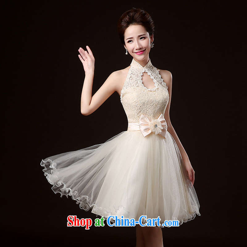 Qi wei summer 2015 new Korean dress bridesmaid serving short champagne color is also tied with, sister dress bridesmaid clothing moderator dress dress girls white XXL, Qi wei (QI WAVE), online shopping