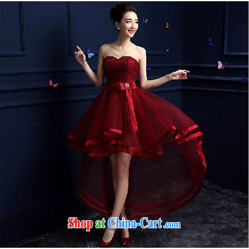 Toasting Service Bridal Fashion 2015 new spring length, wedding dress Evening Dress wiped his chest after a long female summer deep red tailored to contact customer service, and pure bamboo love yarn, shopping on the Internet