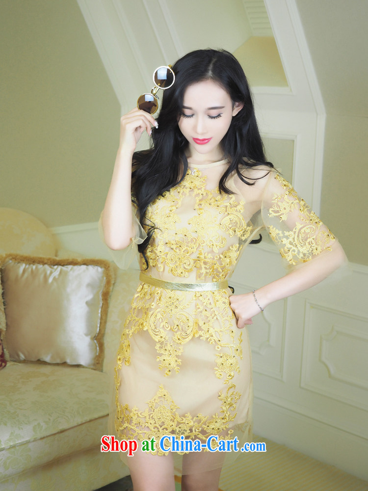 They love poems 2015 new advanced custom gold embroidery name Yuan dress 2 piece set sexy fluoroscopy lace dresses picture color L pictures, price, brand platters! Elections are good character, the national distribution, so why buy now enjoy more preferential! Health