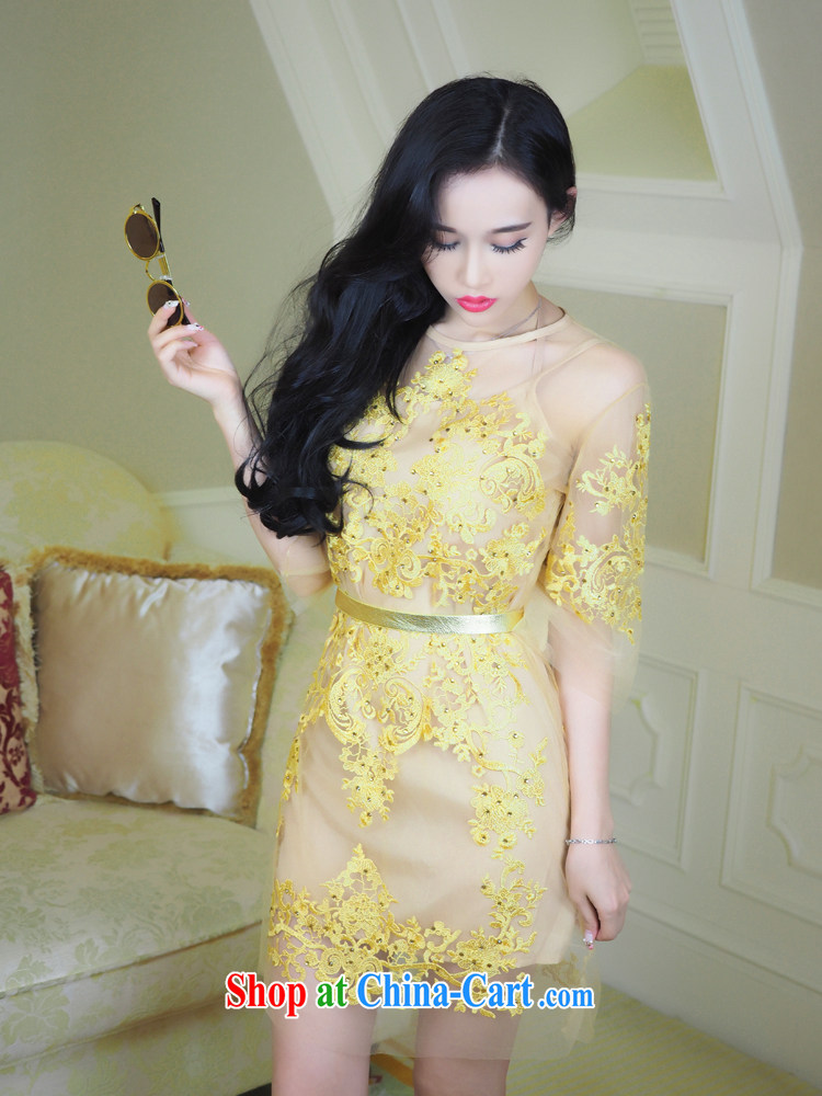 They love poems 2015 new advanced custom gold embroidery name Yuan dress 2 piece set sexy fluoroscopy lace dresses picture color L pictures, price, brand platters! Elections are good character, the national distribution, so why buy now enjoy more preferential! Health