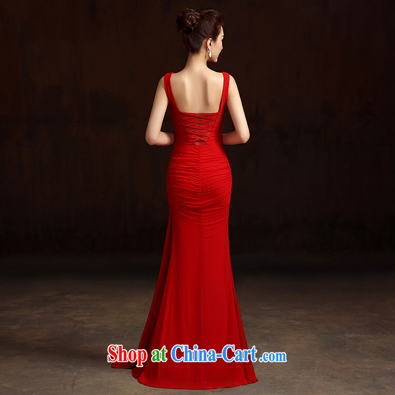 7 color 7 tone dress 2015 new summer fashion bridal long with graphics thin toast service banquet moderator dresses L 048 female Red L, 7 color 7 tone, shopping on the Internet