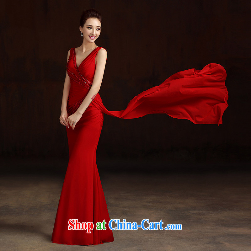 7 color 7 tone dress 2015 new summer fashion bridal long with graphics thin toast service banquet moderator dresses L 048 female Red L, 7 color 7 tone, shopping on the Internet