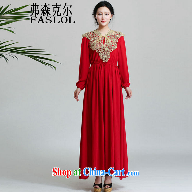 Frank, Michael cash on delivery dress skirt Islamic long-sleeved, shawl, long-sleeved dresses 9505 red XL